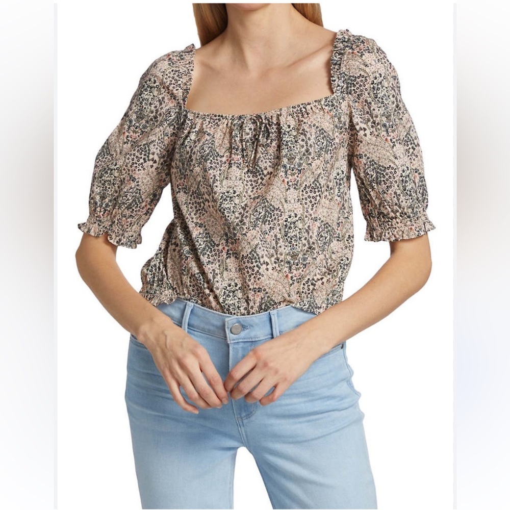 Paige Elise top ecru multi sz small NWT